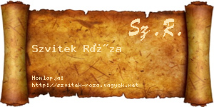 Szvitek Róza névjegykártya